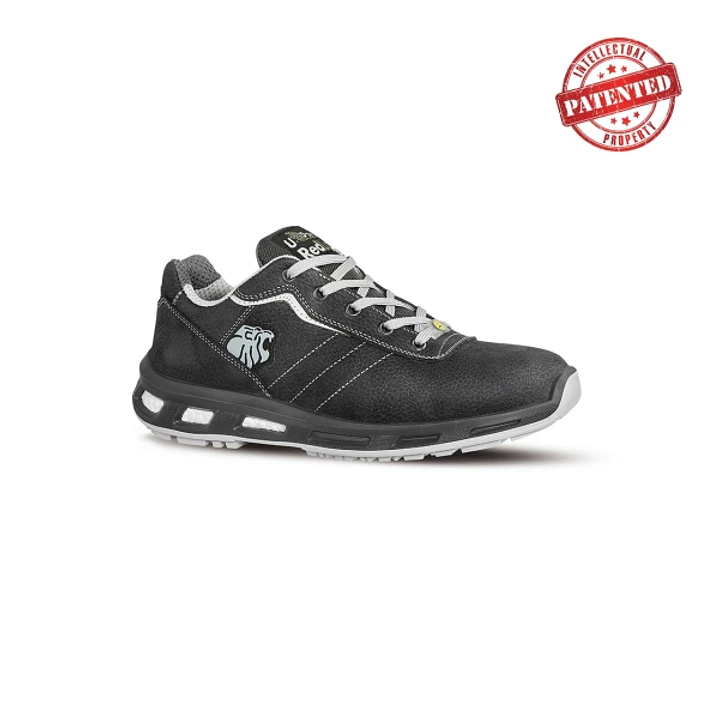 Upower Club S ESD Calzado de Seguridad Bajos - Talla 46 - Cuero Nubuck Resistente, Puntera de Aluminio, Hidrofugos, Antiarrugas, Antideslizantes, Suel 1