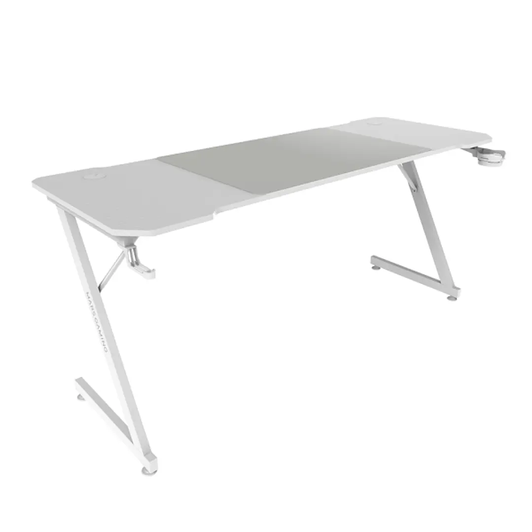 Mars Gaming MGD-X160 Mesa Gaming - Soportes Auriculares y Bebidas - Alfombrilla XXL - Estructura Acero - 160x60x1.5cm - Acabado en Fibra de Carbono -  1