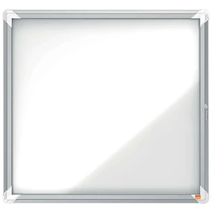 Nobo Vitrina Exteriores 6 Hojas A4 Superficie Blanca Magnetica - 752x692x45mm - Puerta Seguridad Cerradura Marco Aluminio - Color Blanco