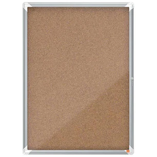 Nobo Vitrina para 9 Hojas A4 con Superficie de Corcho - 1000x752x37mm - Puerta de Cristal de Seguridad - Marco de Aluminio - Color Natural