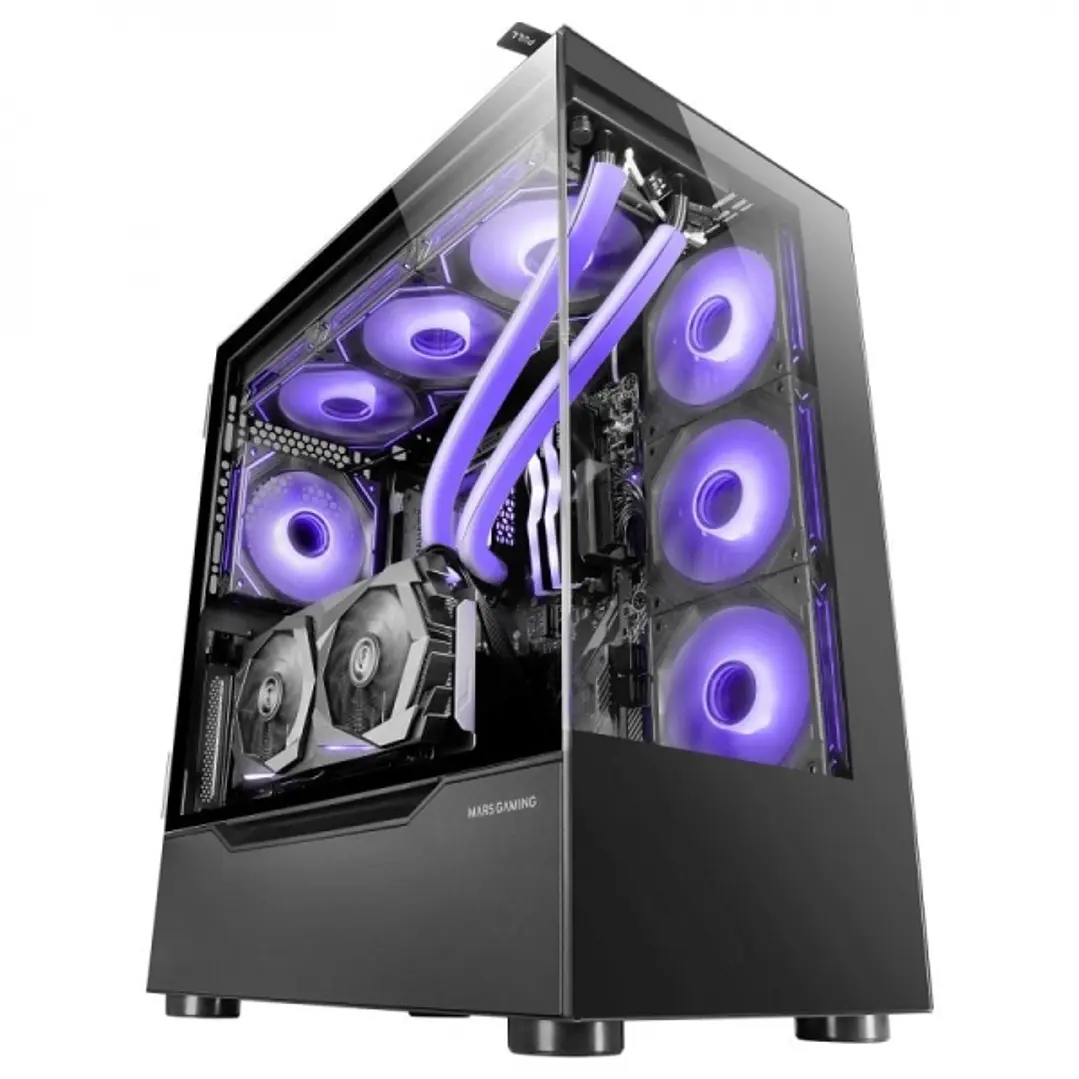 Mars Gaming MC-ULT Caja Gaming CUSTOM - Doble Cristal Templado - Soporte E-ATX - Refrigeracion Liquida - Capacidad para 9 Ventiladores - Conectividad  1