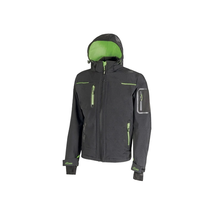 Upower Space Chaqueta Softshell Impermeable - Talla M - Transpirable, a Prueba de Viento, Forro Micropolar, Capucha Desmontable, Bolsillos Avanzados,  1
