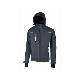 Upower Space Chaqueta Softshell - Talla 2XL - Membrana U-Tex, Impermeable y Transpirable, Forro Micropolar, Capucha Desmontable, Bolsillos Avanzados, 