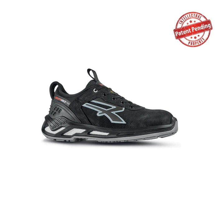 Upower Rush S ESD Calzado de Seguridad Bajos - Talla 44 - Piel Nobuck Hidrorepelente, Collarin Lycra, Escudo Anti-Impactos, Puntera Aluminio, Suela An 1