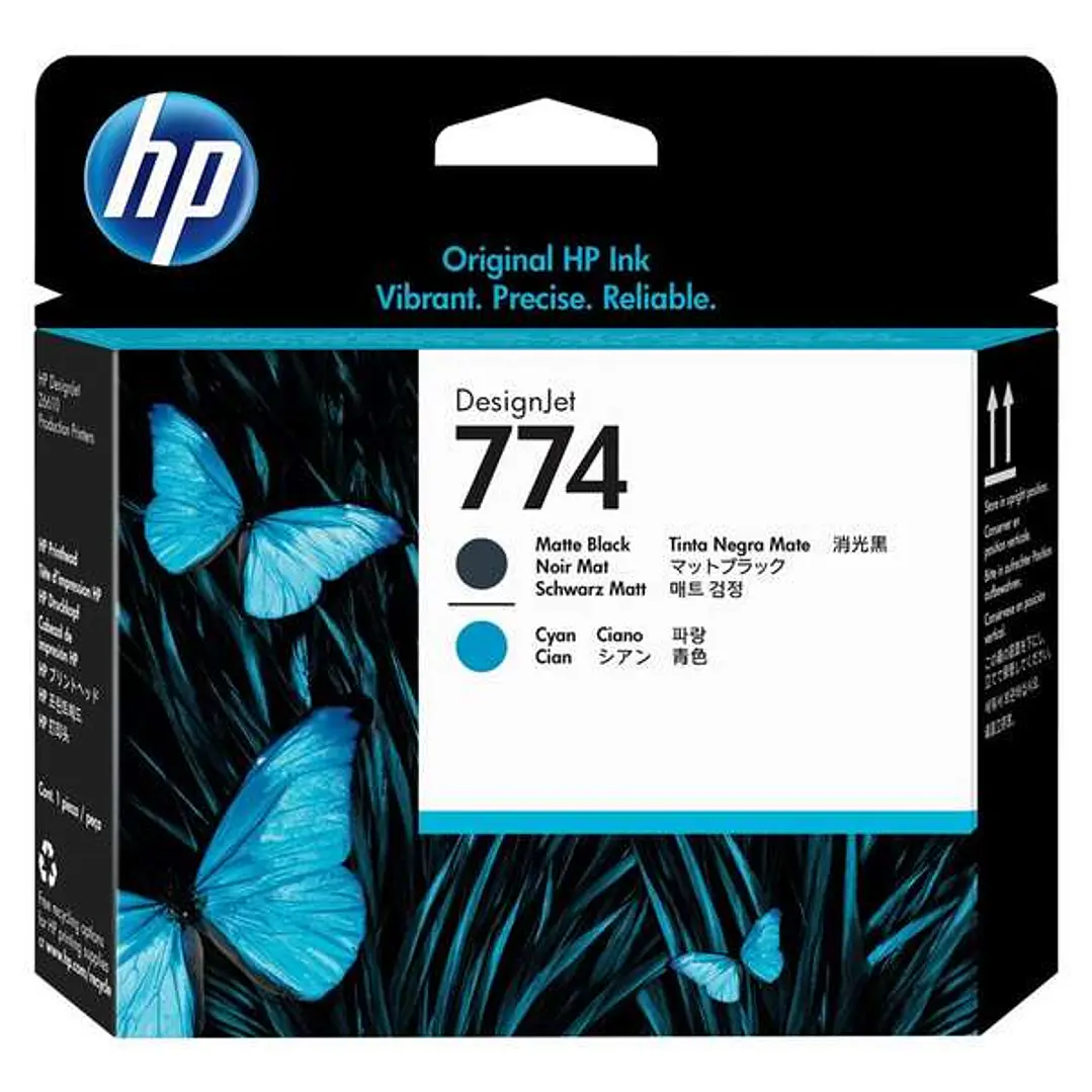 HP 774 Cabezal de Impresion Original - Negro Mate, Cyan - P2W01A 1
