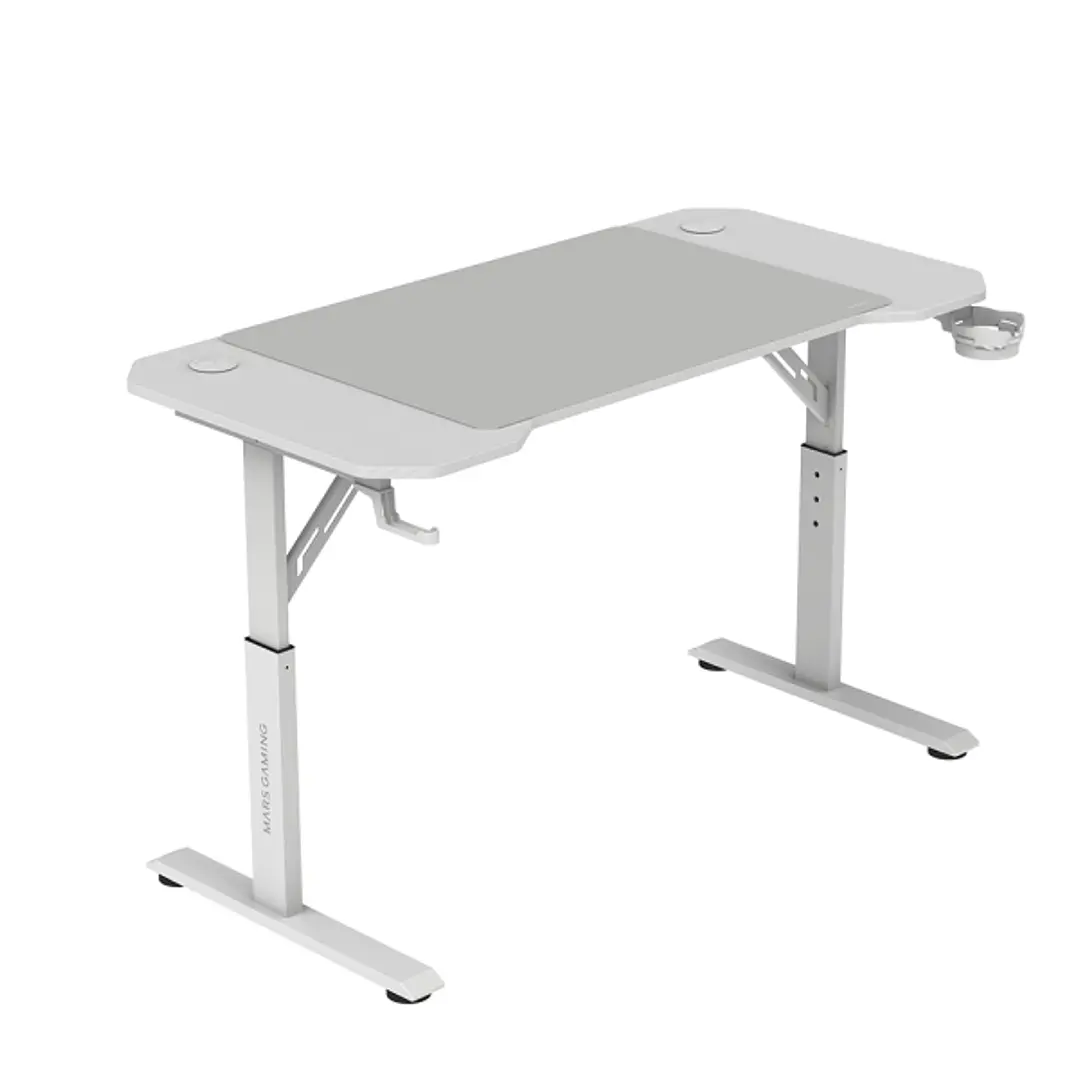 Mars Gaming MGD-ERGO120 Mesa Gaming - Altura Ajustable con 3 Posiciones - Soportes Auriculares y Bebidas - Alfombrilla XXL - Estructura Acero - 120x60 1