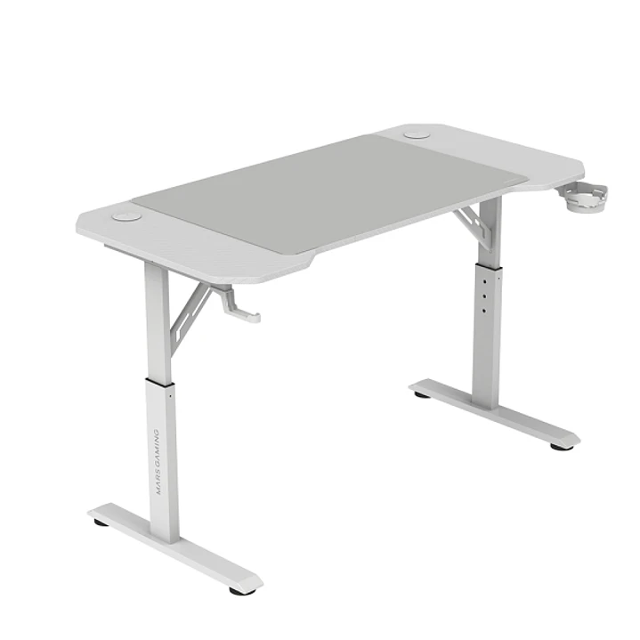 Mars Gaming MGD-ERGO120 Mesa Gaming - Altura Ajustable con 3 Posiciones - Soportes Auriculares y Bebidas - Alfombrilla XXL - Estructura Acero - 120x60 1
