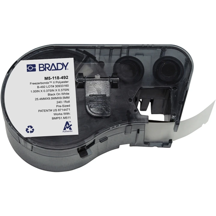 Brady M5-118-492  Cinta de Etiquetas Original Poliester Ultrafinas para Laboratorio - Texto Negro sobre Fondo Blanco - Ancho 25,40mm x Alto 9,53mm 1