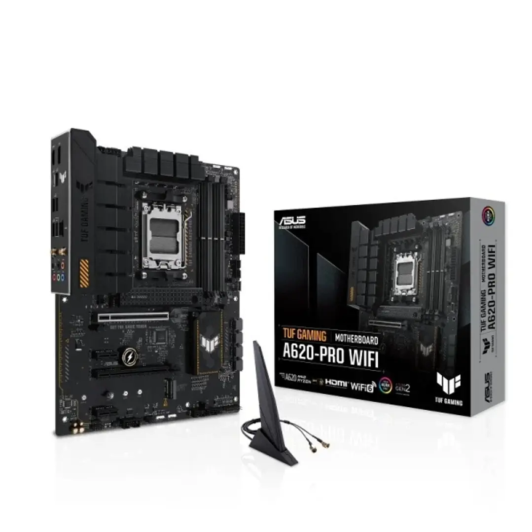 Asus TUF Gaming A620-PRO WIFI Placa Base AM5 Wi-Fi 6, Bluetooth, M.2, SATA III, PCIe, USB-A, USB-C, RJ-45, HDMI - Factor de forma ATX 1