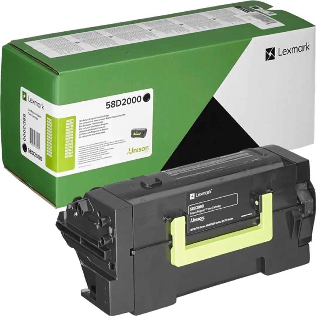 Lexmark MS725/MS821/MS822/MS823/MS825/MS826/MX721/MX722/MX822/MX826 Negro Cartucho de Toner Original - 58D2000 1