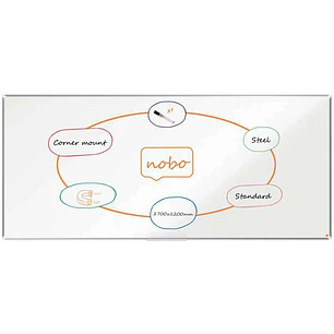 Nobo Premium Plus Pizarra Magnetica de Acero Lacado 2700x1200mm - Montaje en Esquinas - Blanco