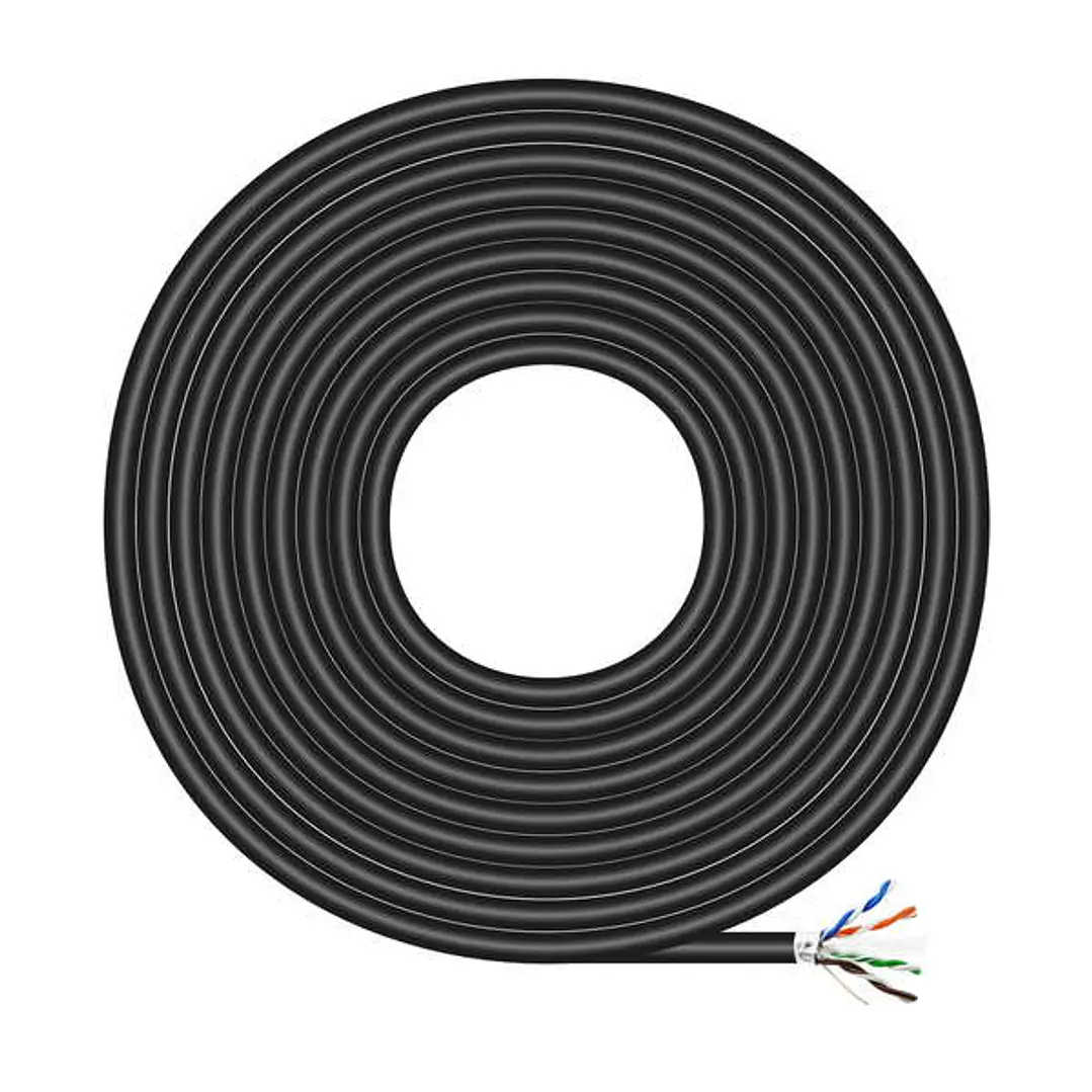 Aisens Bobina de Cable de Red Exterior Impermeable RJ45 Cat.6 Ftp Rigido Awg24 - 305m - Color Negro 1