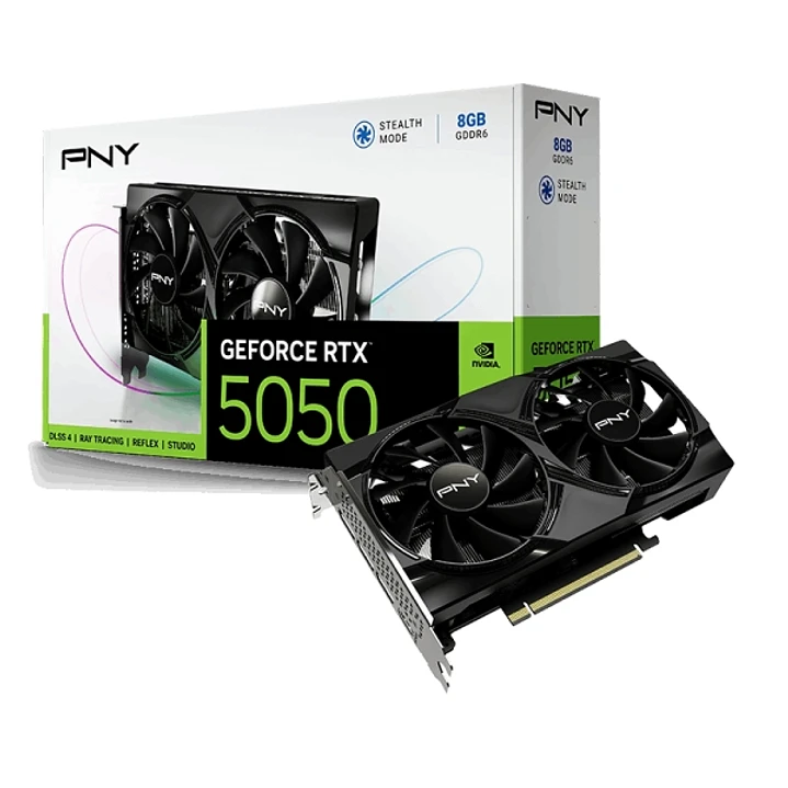 PNY GeForce RTX 5050 Tarjeta Grafica 8GB GDDR6 Dual Fan, 1X HDMI, 3X DisplayPorts 1