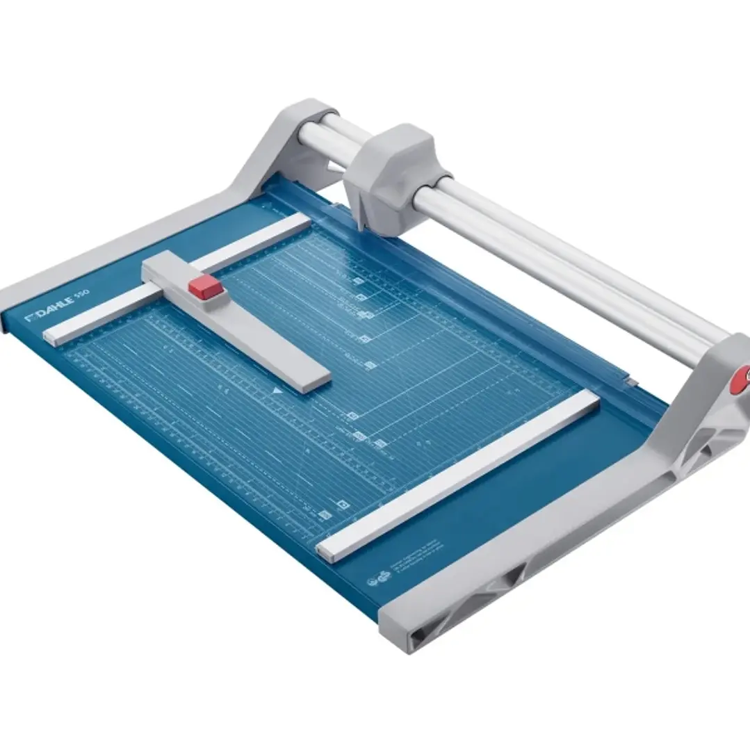 Dahle 550 Cizalla Profesional de Rodillo Formato A4 - Capacidad 20 Hojas - Cuchilla Circular Autoafilable de Acero - Dos Topes Angulares 1