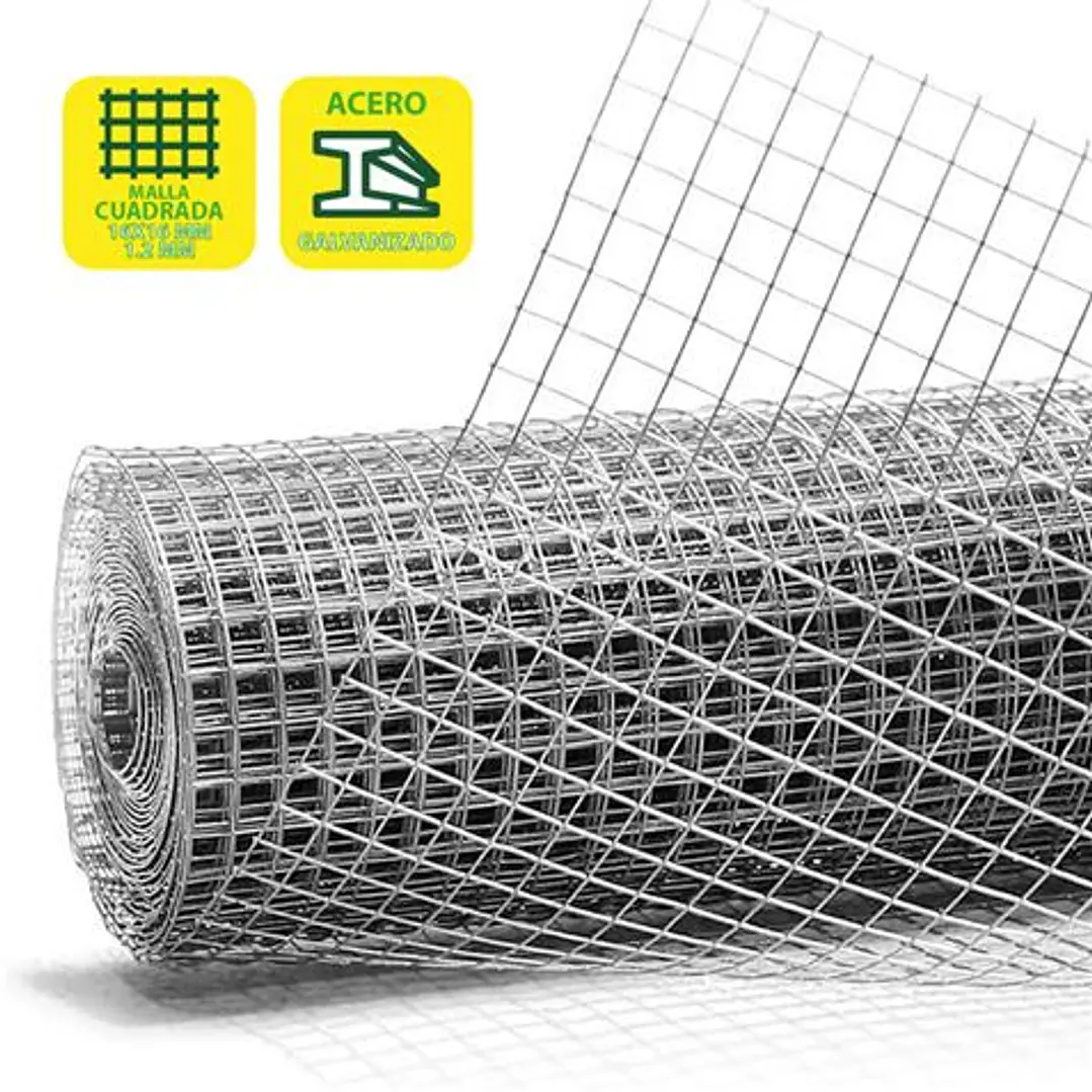 Sungarden Tela Metalica Galvanizada 16x16x1.2mm 1x25m - Color Gris 1