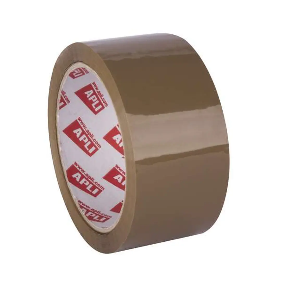 Apli Precinto Premium Silencioso 48mmx6m 32 Micras PVC - Adhesivo Solvente - Sellado Extrafuerte - Desbobinado Silencioso - Color Marron 1