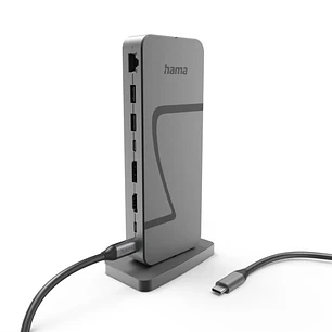 Hama Essential Hub USB 2.0/3.2 - Potencia Maxima 140W - Cable USB-C de 40cm - LAN Ethernet 2.5Gbps - DisplayPort 8K - HDMI 4K - 3x USB-C - 4x USB-A - 