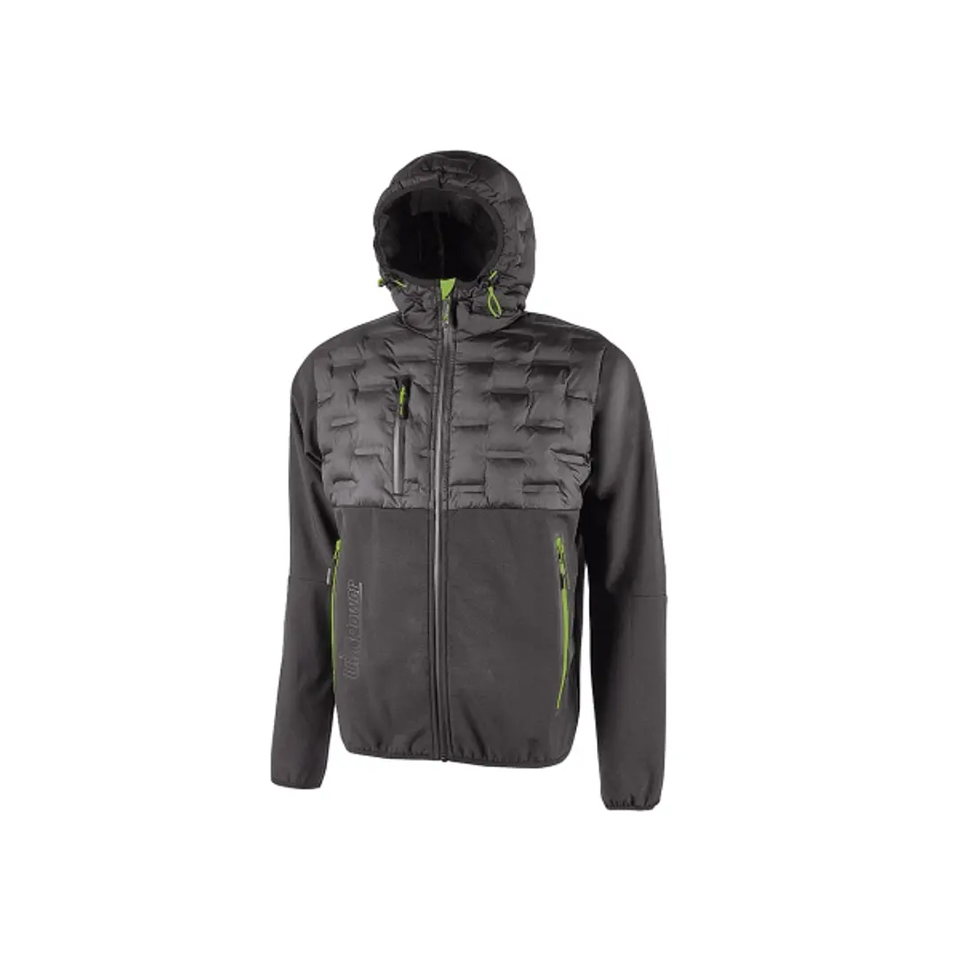 Upower Spock Chaqueta Hibrida Transpirable y Antiviento - Talla XL - Cremallera Impermeable, Capucha Ajustable, Acolchado sin Costuras, Bolsillos Fluo 1