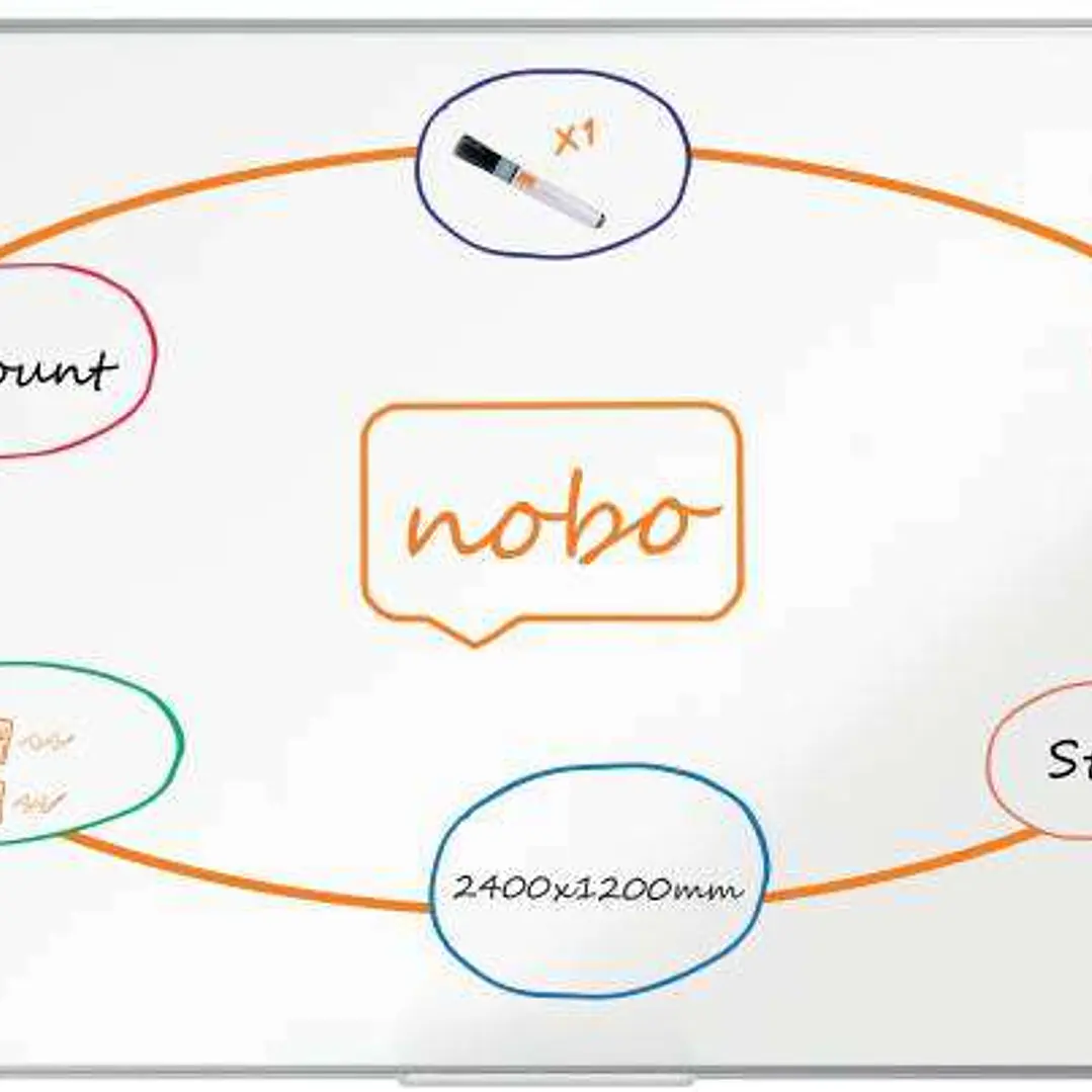 Nobo Premium Plus Pizarra Magnetica de Acero Vitrificado 2400x1200mm - Montaje en Esquina - Superficie de Borrado Superior - Color Blanco 1