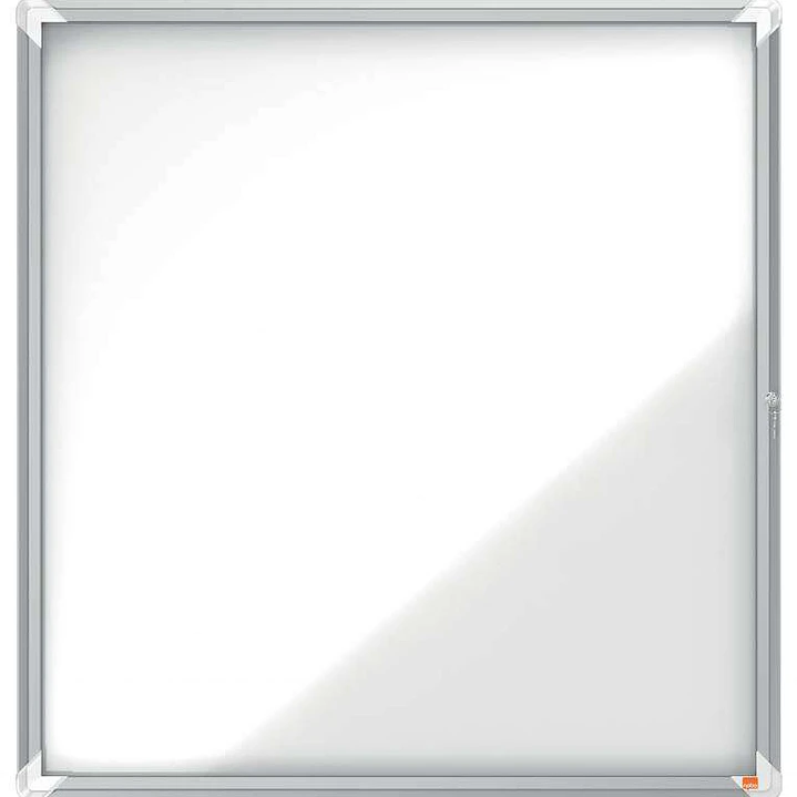 Nobo Vitrina Exteriores 12 Hojas A4 Superficie Blanca Magnetica 45mm - Seguridad Aluminio - Cristal Deslizante 4mm - Resistente Intemperie - Blanco Me 1