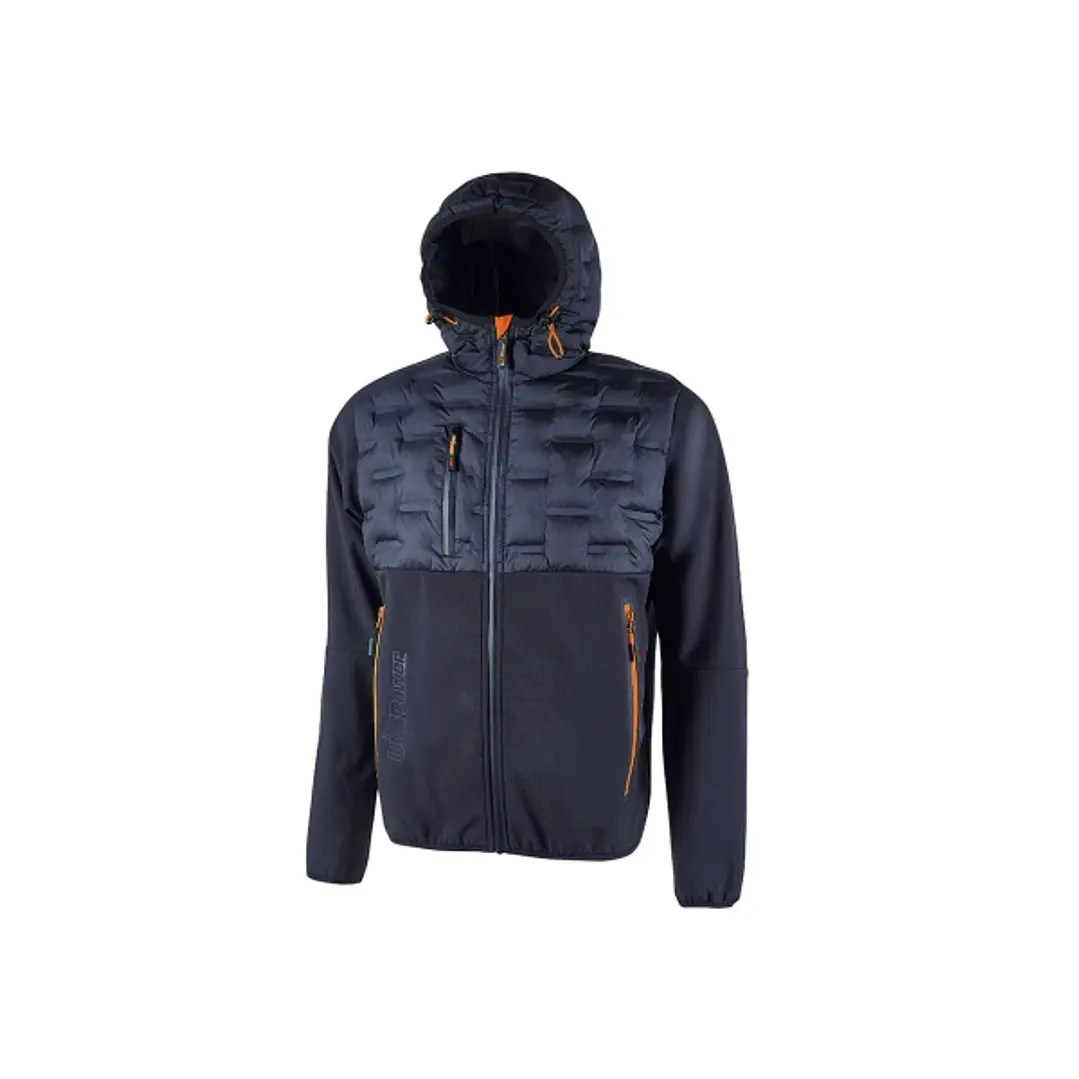 Upower Spock Chaqueta Hibrida Transpirable y Antiviento - Talla XL - Cremallera Impermeable, Capucha Ajustable, Acolchado sin Costuras, Bolsillos con  1