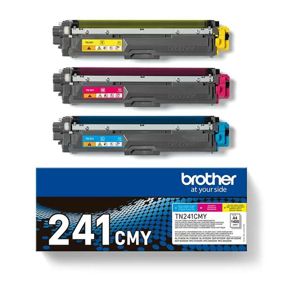 Brother TN241 Pack de 3 Cartuchos de Toner Originales - Cian, Magenta, Amarillo - TN241CMY 1