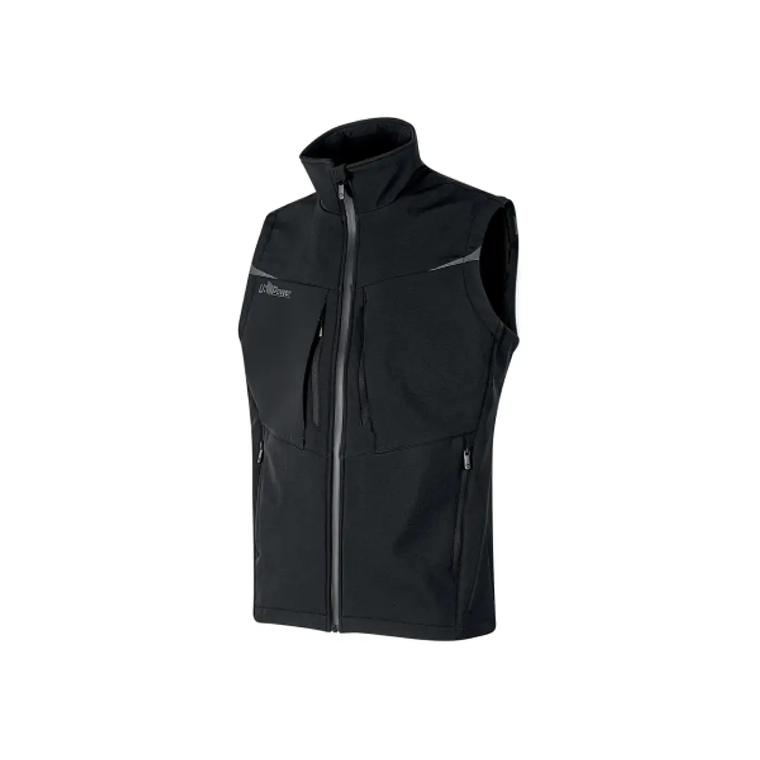 Upower Brio Chaleco de Trabajo Softshell - Talla L - Repelente al Agua, Interior de Microfleece, Tecnologia de Grafeno, Multiples Bolsillos, Insertos  1