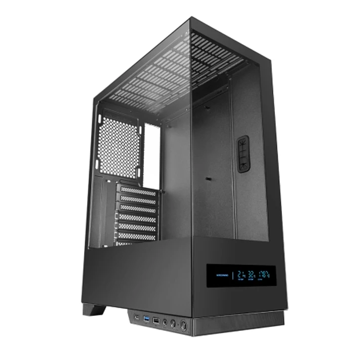 Mars Gaming MC-PULSAR Caja Torre ATX - Doble Cristal Templado - Pantalla LCD - Gestion de Cables - 453x350x196mm - Color Negro 1