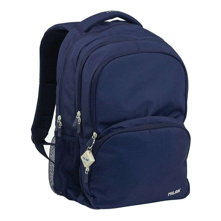Milan Serie 1918 Mochila Escolar 25L - 3 Bolsillos Delanteros + 2 Bolsillos Laterales - Asas Regulables y Acolchadas - Tamaño 46,5x30x17cm - Color Azu 1