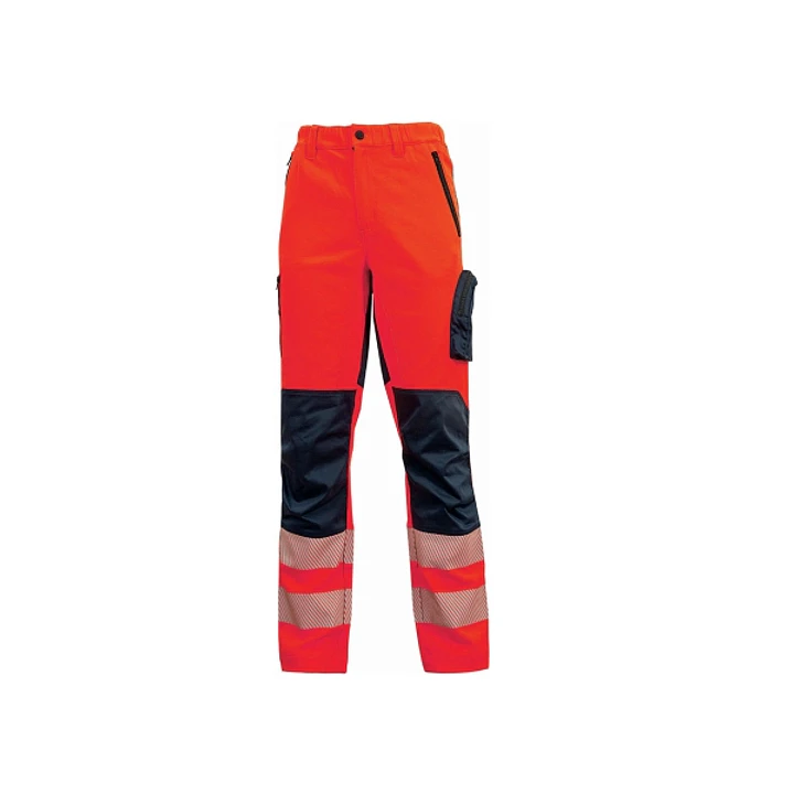 Upower Roy Pantalones Alta Visibilidad Elasticos - Talla L - Tejido Stretch, Multiples Bolsillos con Cierre Zip, Cintura Elastica, Rodillas Preformada 1