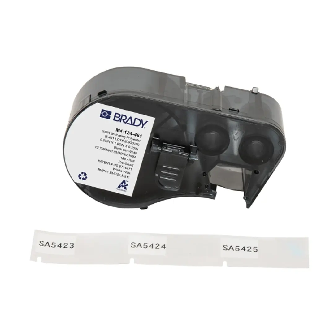 Brady M4-124-461 Cinta de Etiquetas Original Poliester Autolaminable para Laboratorio - Texto Negro sobre Fondo Blanco - Ancho 41,91mm x Alto 12,70mm 1