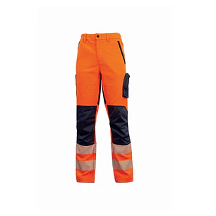 Upower Roy Pantalones de Alta Visibilidad Elasticos - Talla XL - Tejido Stretch, Multiples Bolsillos con Cierre Zip, Cintura Elastica, Rodillas Prefor
