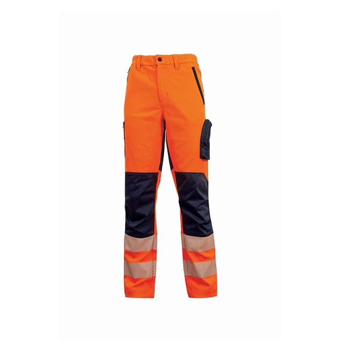 Upower Roy Pantalones de Alta Visibilidad Elasticos - Talla 3XL - Tejido Stretch, Multiples Bolsillos con Cierre Zip, Cintura Elastica, Rodillas Prefo 1
