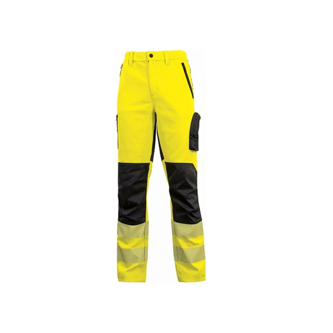Upower Roy Pantalones Alta Visibilidad Elasticos - Talla XL - Tejido Stretch, Multiples Bolsillos con Cierre Zip, Cintura Elastica, Rodillas Preformad 1