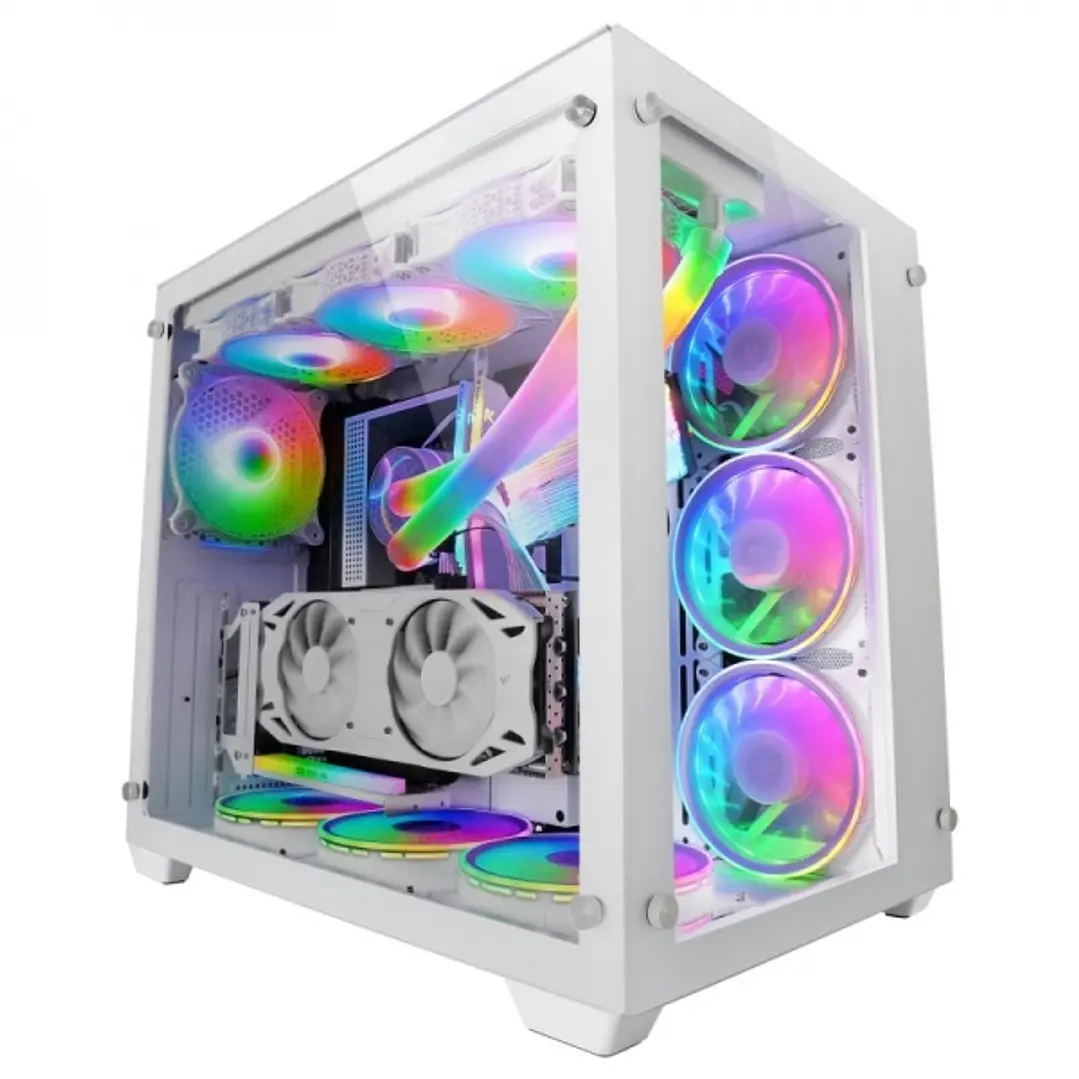 Mars Gaming MCV3 Caja Custom - Doble Ventana Cristal Templado - Capacidad XXL - Estructura Modular - Soporte Refrigeracion Liquida - Color Blanco 1