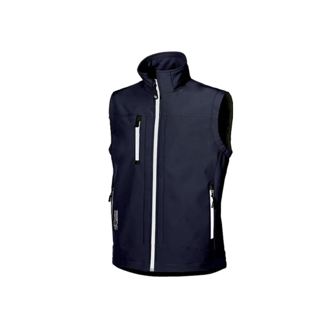 Upower Climb Chaleco de Trabajo Soft Shell - Talla M - Tejido Elastico Transpirable, Resistente al Viento y Agua, Bolsillo para Movil con Cremallera,  1