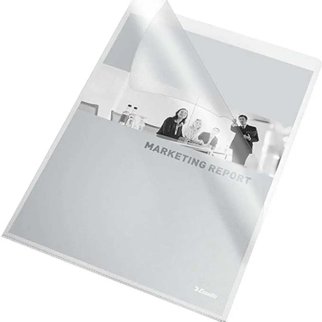 Esselte 30Q Caja de 100 Dossiers Uñero - Formato Folio - PVC Flexible - Grosor 140 Micras - Color Transparente 1