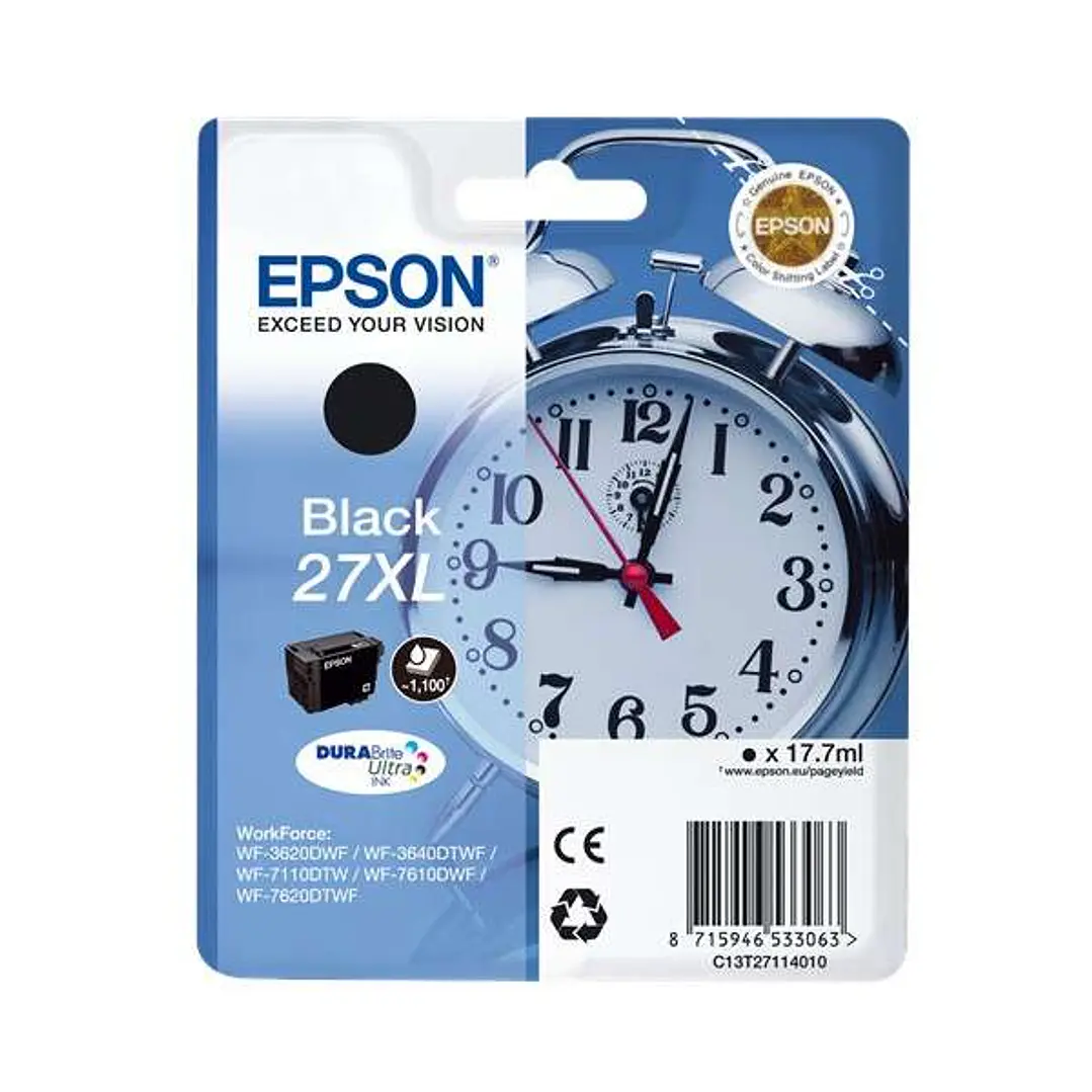 Epson T2711 (27XL) Negro Cartucho de Tinta Original - C13T27114012 1