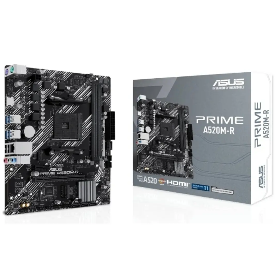 Asus Prime A520M-R Placa Base AMD4 2x DDR4 - HDMI, M.2, PCI Express, 4x Sata III, USB 2.0, 3.2, RJ-45, MicroATX 1