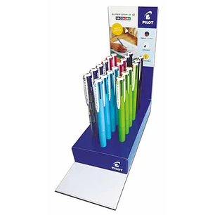 Pilot SuperGrip G 4 Colores Expositor con 20 Boligrafos de Bola Retractiles - Tinta con Base de Aceite - Cuerpo de Colores Surtidos