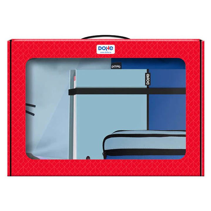 Dohe Pack Mochila, Carpeta y Portatodo Duo - Maletin Regalo 365x515x105mm - Carpeta A4 Recambio - Mochila 3 Compartimentos Grande - Portatodo Triple 1