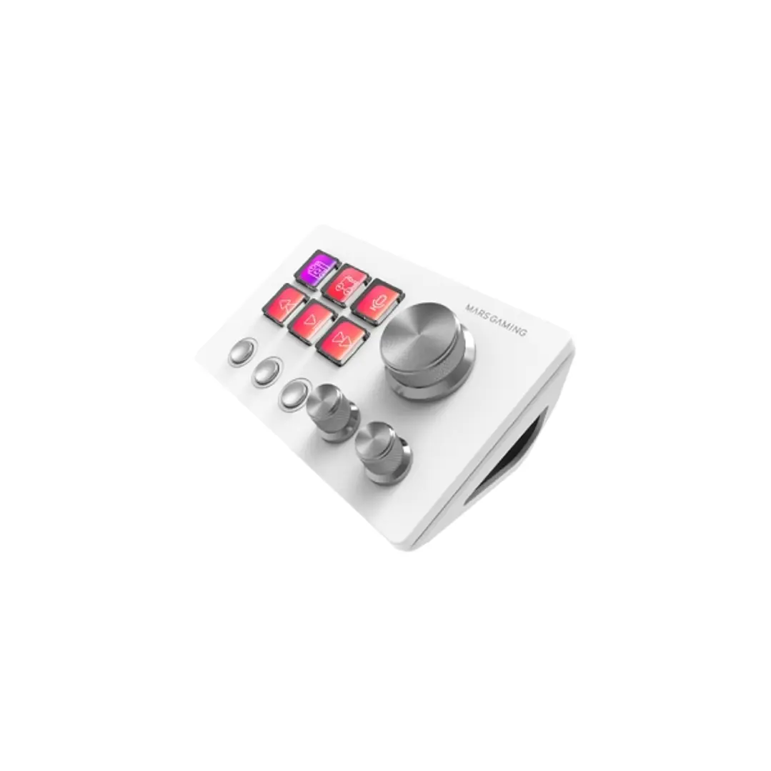 Mars Gaming MSD-TWO Dispositivo de Control para Retransmisiones/Streaming, Trabajo, Gaming - 6 Teclas LCD y 3 Botones - 3 Ruedas Multifuncionales - So 1