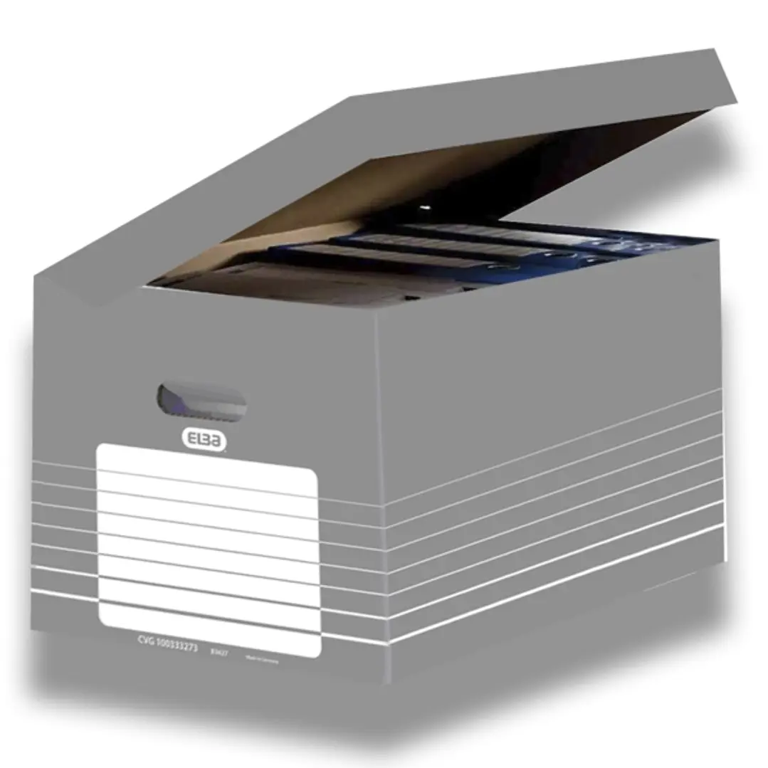 Elba Contenedor de Archivo - Montaje Automatico - Tapa Integrada - Color Gris 1