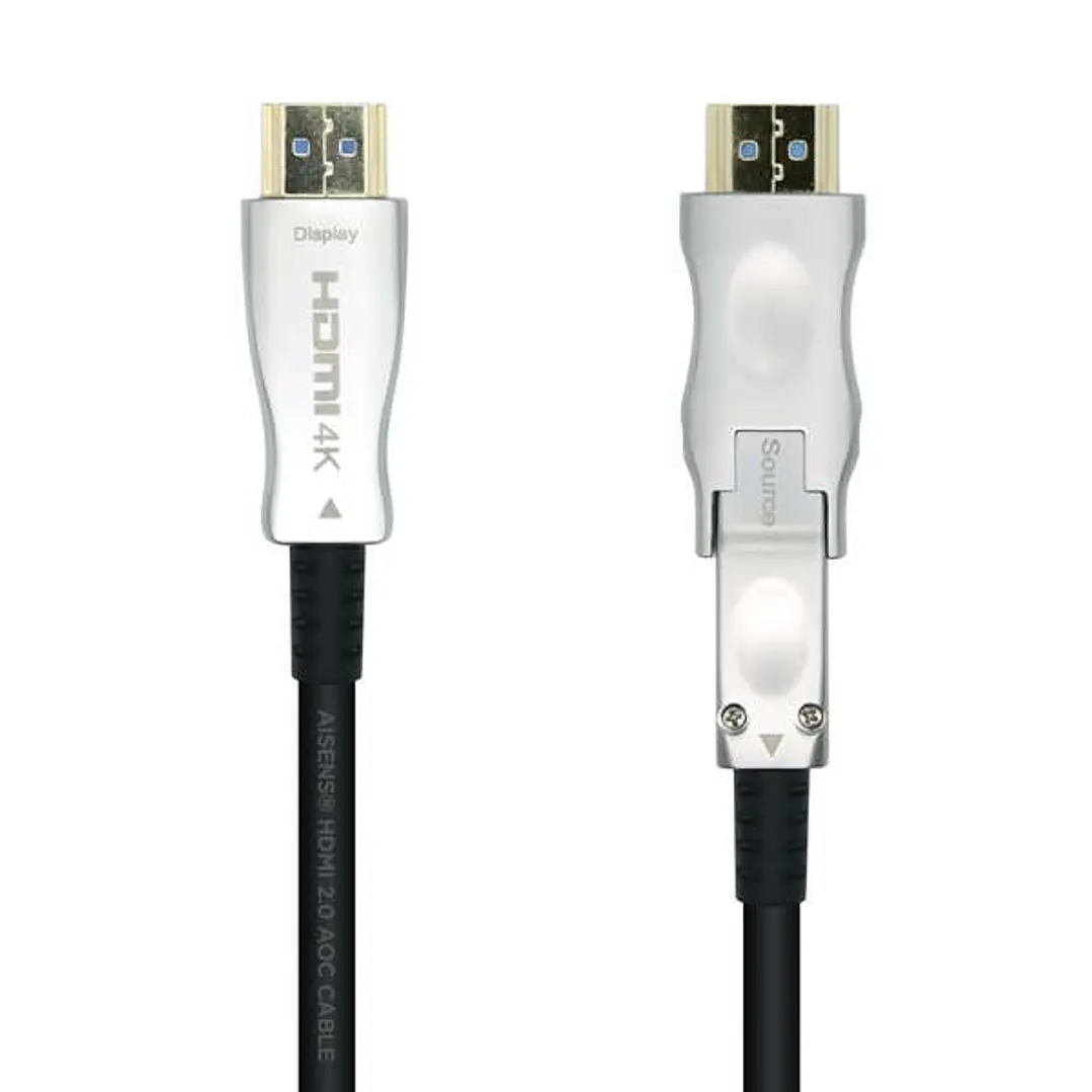 Aisens Cable HDMI V2.0 AOC (Active Optical Cable) Desmontable Premium Alta Velocidad / HEC 4K@60Hz 4:4:4 18Gbps - A/M-D/A/M - 15m - Color Negro 1