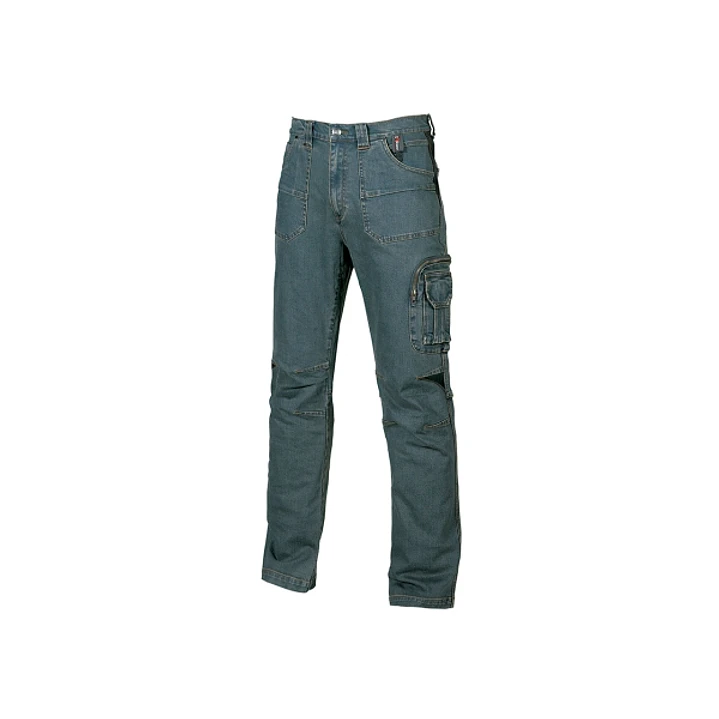 Upower Traffic Pantalon Jeans Stretch - Talla 46 - Ajuste Perfecto, Bolsillos Amplios y Multibolsillos, Porta Martillo, Insertos Elasticos en Rodillas 1