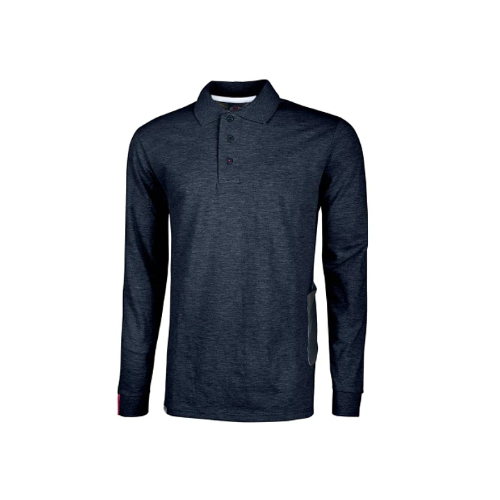 Upower Live Polo de Manga Larga - Talla 2XL - Algodon Pique, Corte Ajustado, Cuello Acanalado, Bolsillo con Tachuela, Cinta Reflectante, Proteccion DP 1