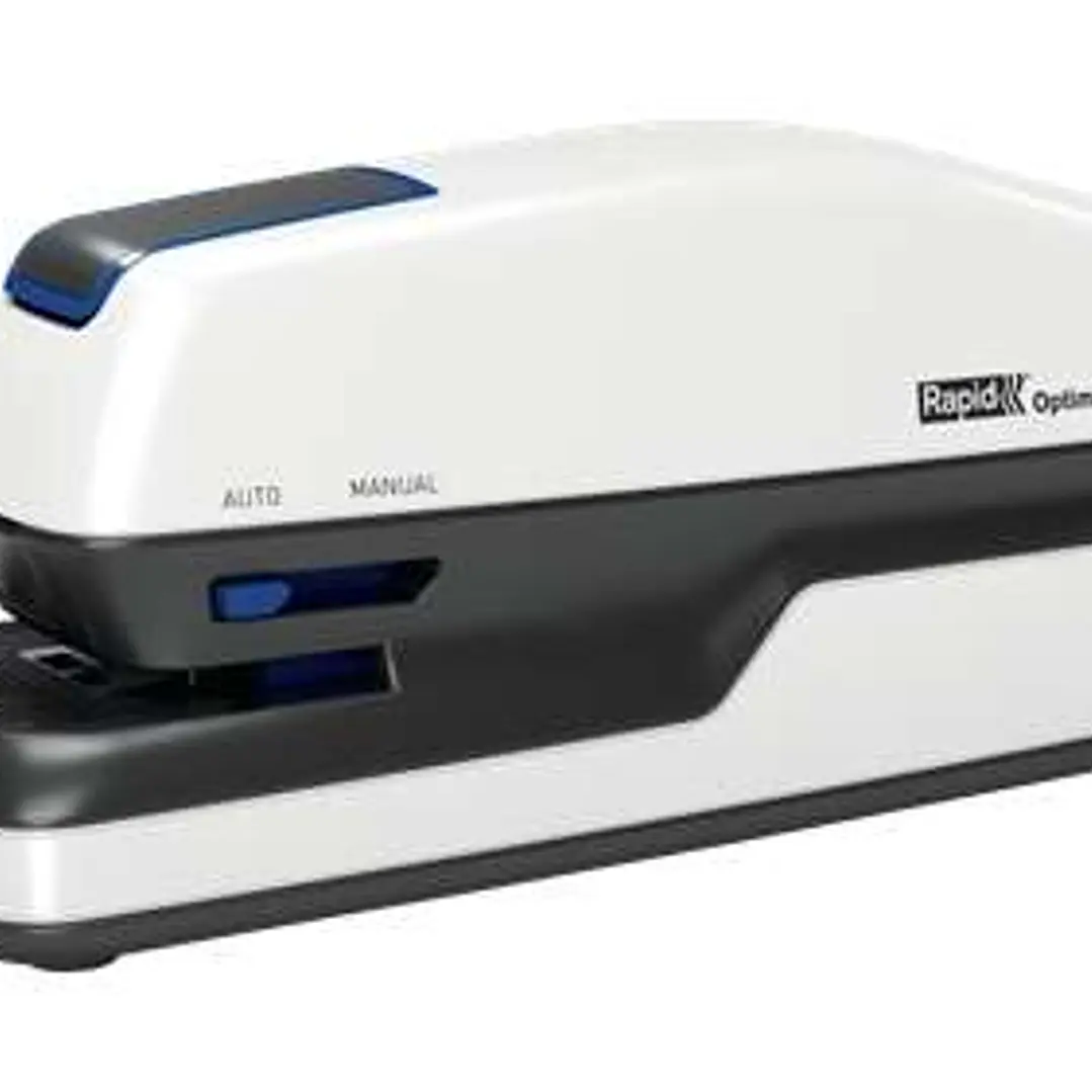 Rapid Optima GripE Grapadora Electrica de Sobremesa + Caja de 1000 Grapas - Hasta 20 Hojas - Utiliza Grapas Optima 56 - Color Gris/Negro 1