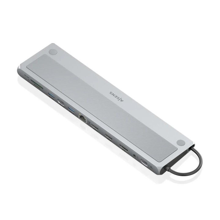 Aisens USB-C Dock 12 en 1 - USB-C a 2xHDMI - 1xDisplayPort - 1xRJ45 - 3xUSB-A USB3.0 - 1xUSB-C - 1xUSB-C PD - 1xSD - 1xMicro SD - 1xAudio - 30cm - Col 1