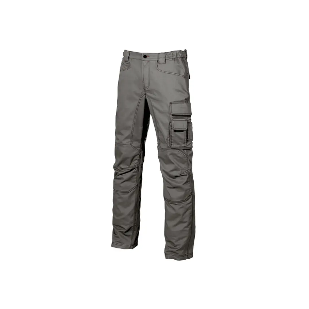 Upower Smile Pantalones de Trabajo en Algodon Elastico - Talla 62 - Multiples Bolsillos, Cierre Cremallera y Boton Resistente, Refuerzos en Rodillas,  1
