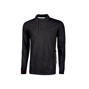 Upower Live Polo de Manga Larga - Talla 3XL - Algodon Pique, Corte Ajustado, Bolsillo con Tachuela Barra Roja, Cinta Reflex, Proteccion DPI1 - Color N